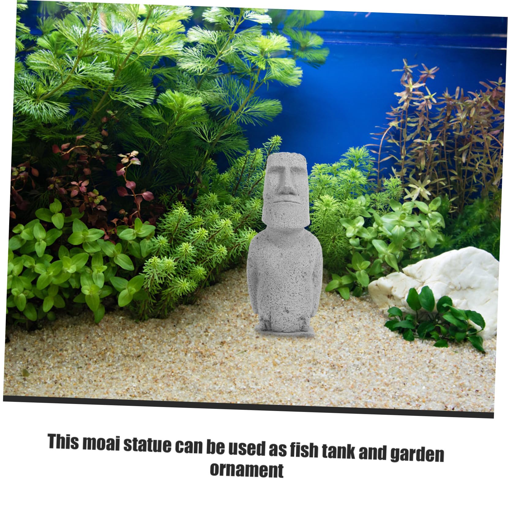 ULTECHNOVO 2 Pièces Statue Moai simulée île de Pâques Ornement décorations d'aquarium Sculpture Pierre Aquarium Moai Statue Moai sous-Marine Aquarium orner grès Grey