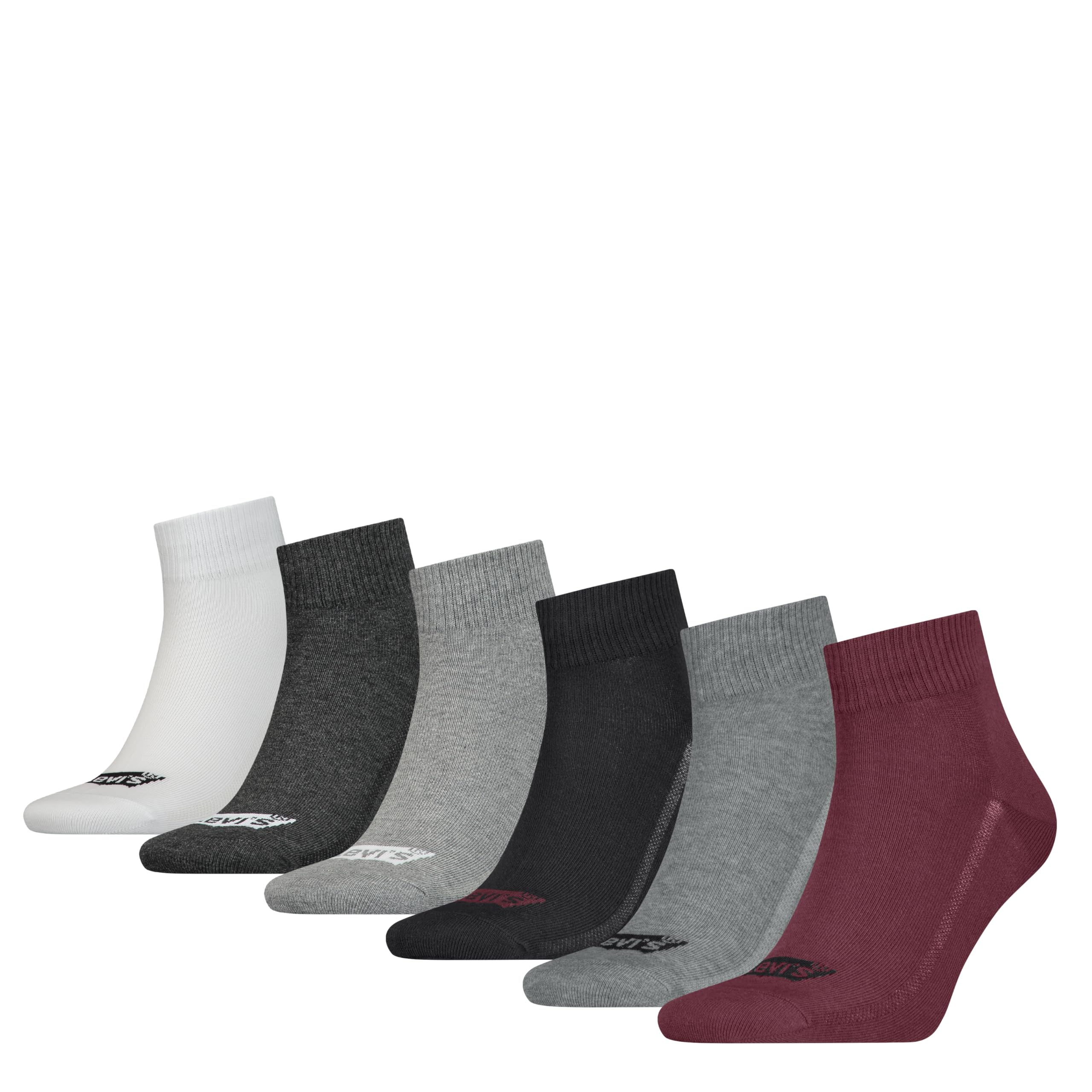 Levi's Mid Cut Batwing Logo Quarter, Colour Combo, 39-42 (Pack of 6)