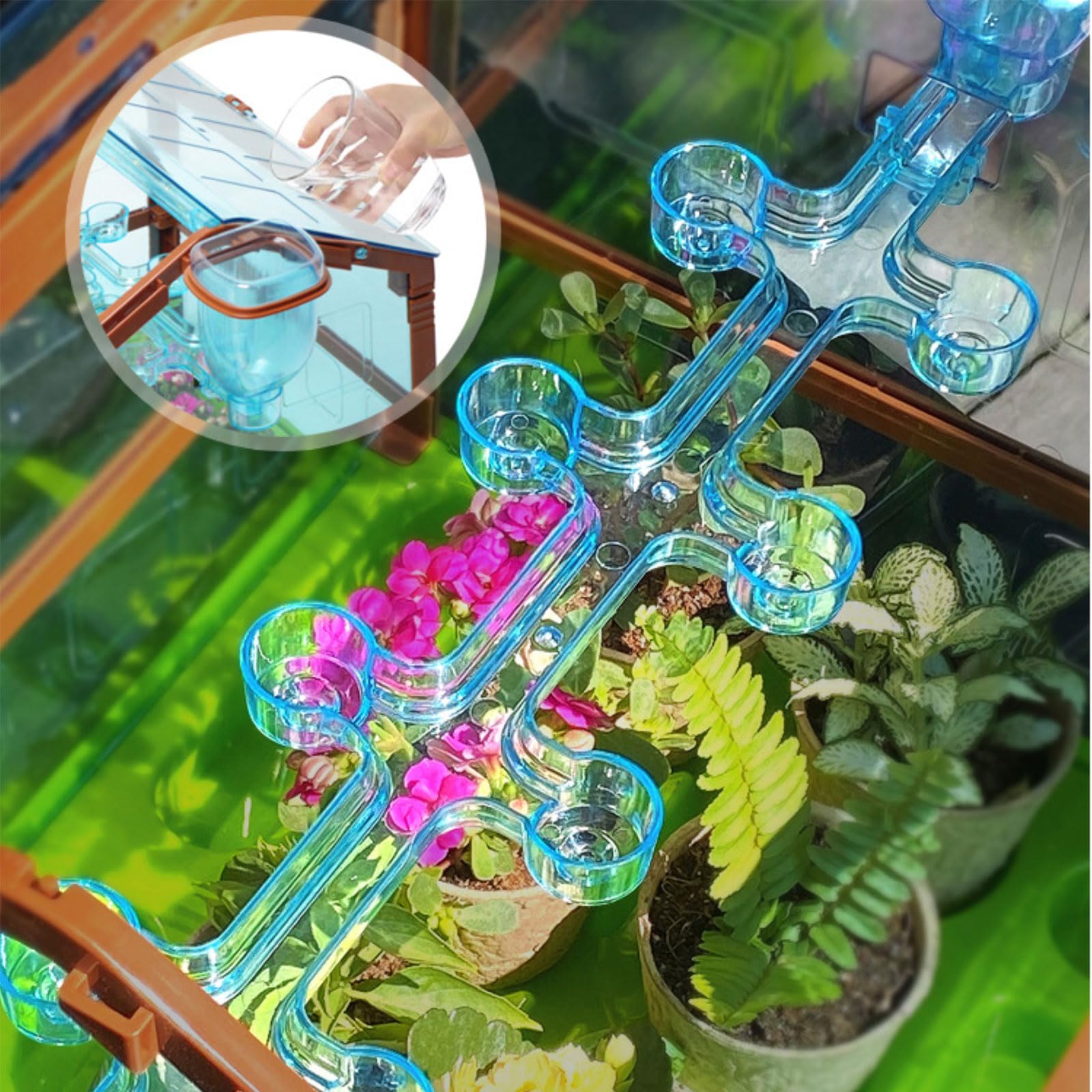 Kit de culture de plantes pour enfants avec système d'irrigation goutte à goutte et lampe de croissance à LED, jardinage éducatif pour enfants, configuration à double étage, pas de graines ou de sol
