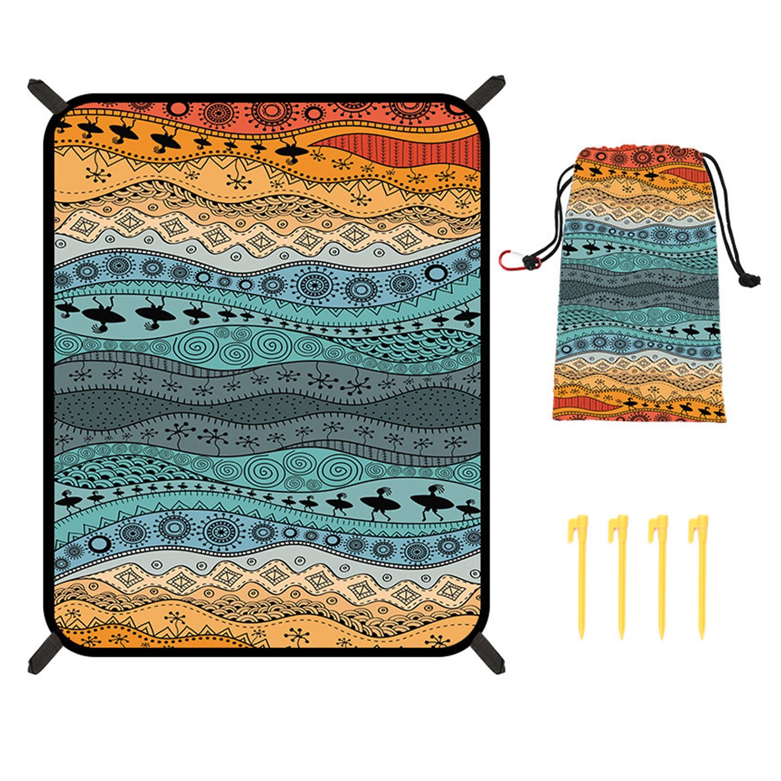 Tapis d'extérieur coloré grand tapis pique-nique et camping facile à nettoyer