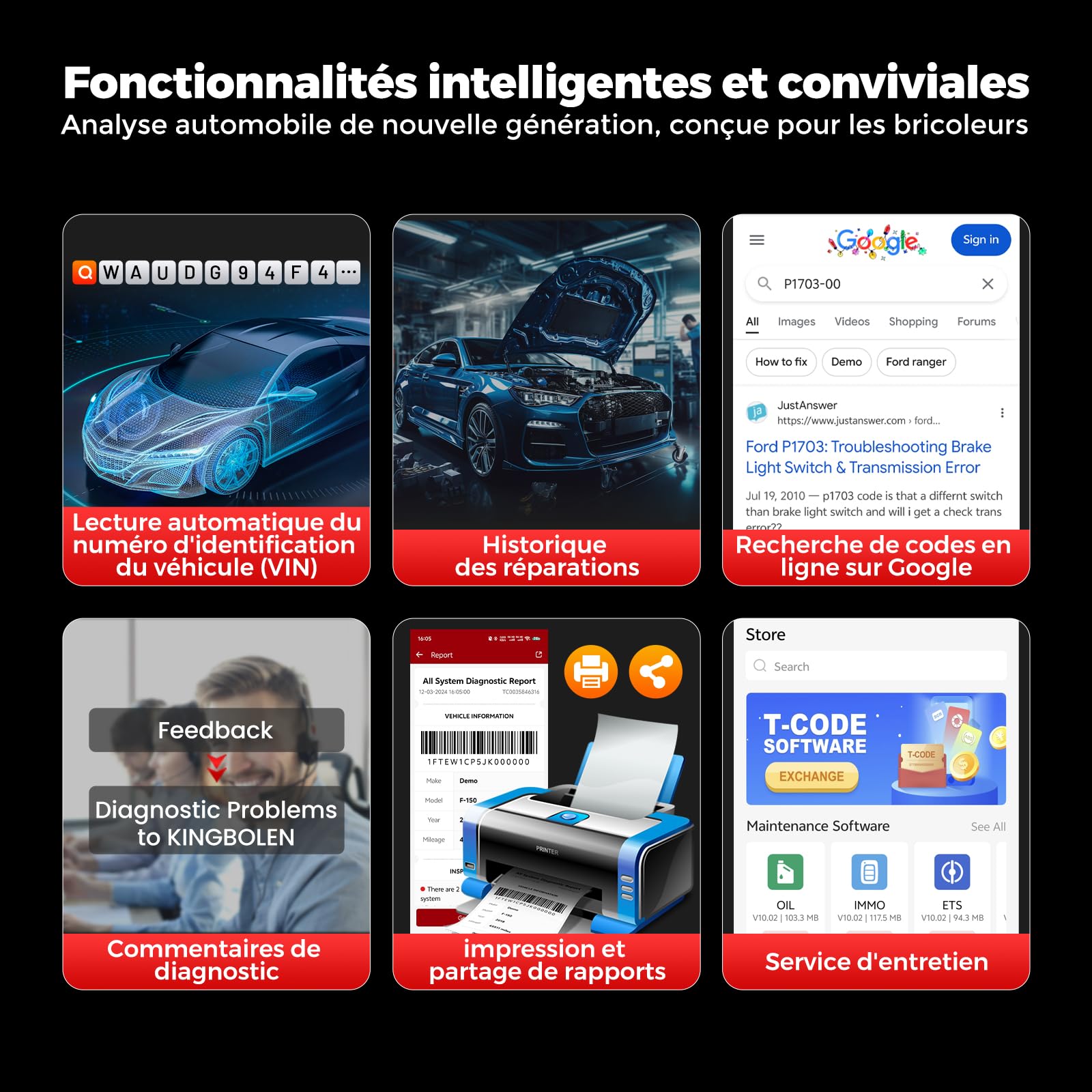 KINGBOLEN Ediag Link OBD2 Samochodowa walizka diagnostyczna, dwukierunkowy system do wszystkich systemów diagnostycznych wielu marek, 10+ funkcji resetowania, kontrola emisji spalin, instrukcja