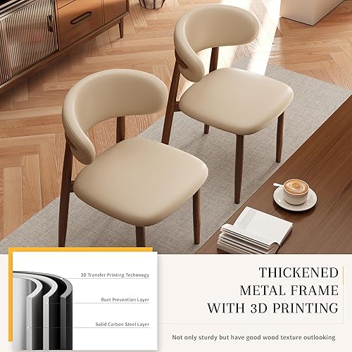 Miniatura 4 de Juego de 2 sillas de comedor de cocina modernas tapizadas con patas de metal, patas de nogalcaqui