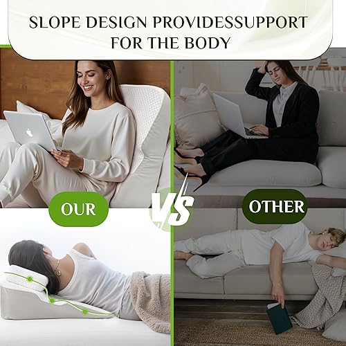 Miniatura 4 de Almohada de cuña de contorno, juego de 2 almohadas de cuña para dormir, almohadas para dormir de lado para adultos, almohada ergonómica de hombro