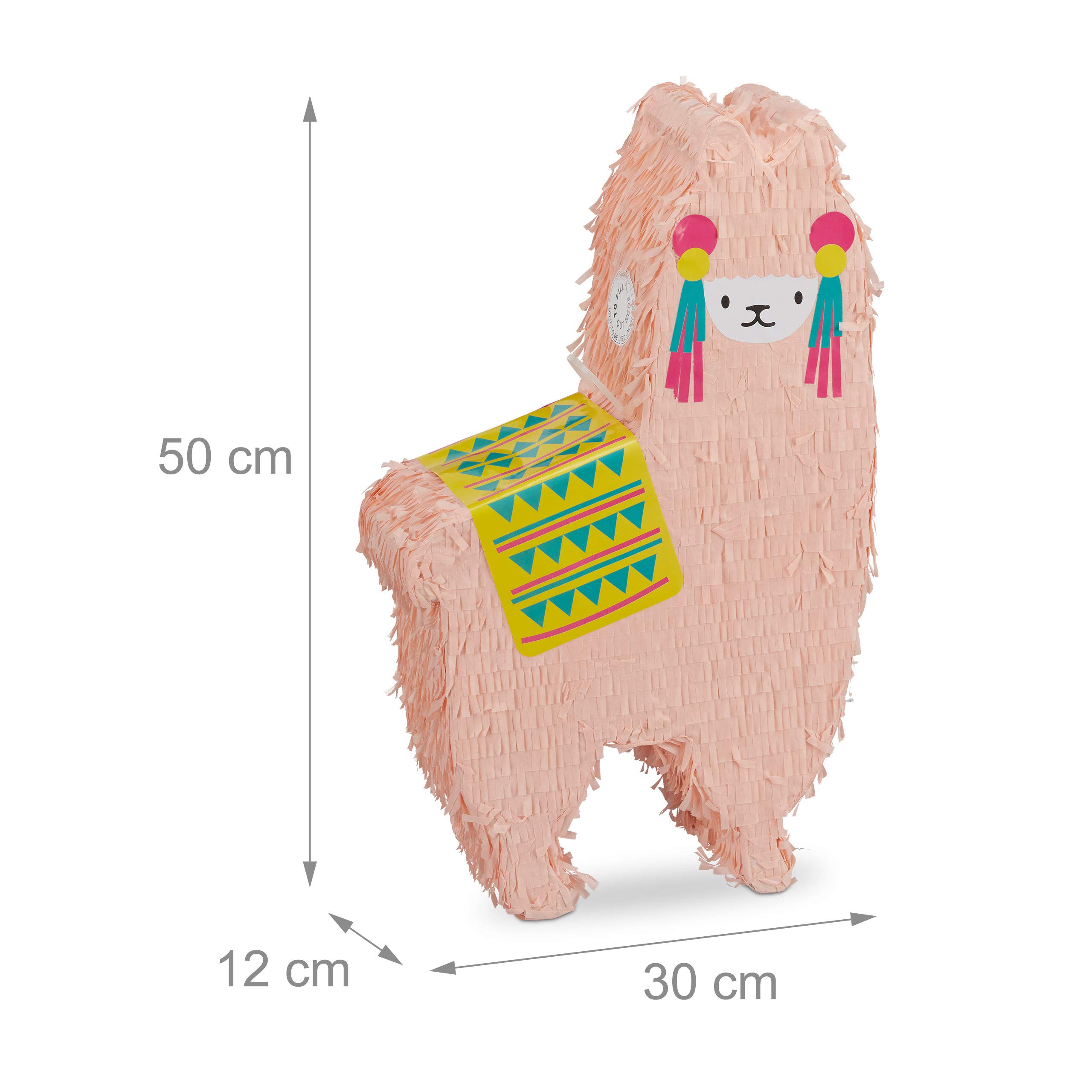 4x Pignatte a Forma di Lama, da Appendere, per Bambini e Bambine, Compleanno, da Riempire, Alpaca, Color Salmone