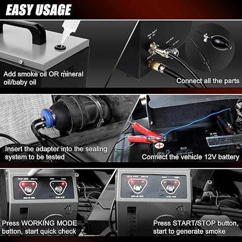 Miniatura 5 de Sistema de combustible automotriz Detector de fugas Kit de probador de humo de fugas EVAP, juego de herramientas de prueba de diagnóstico de vacío