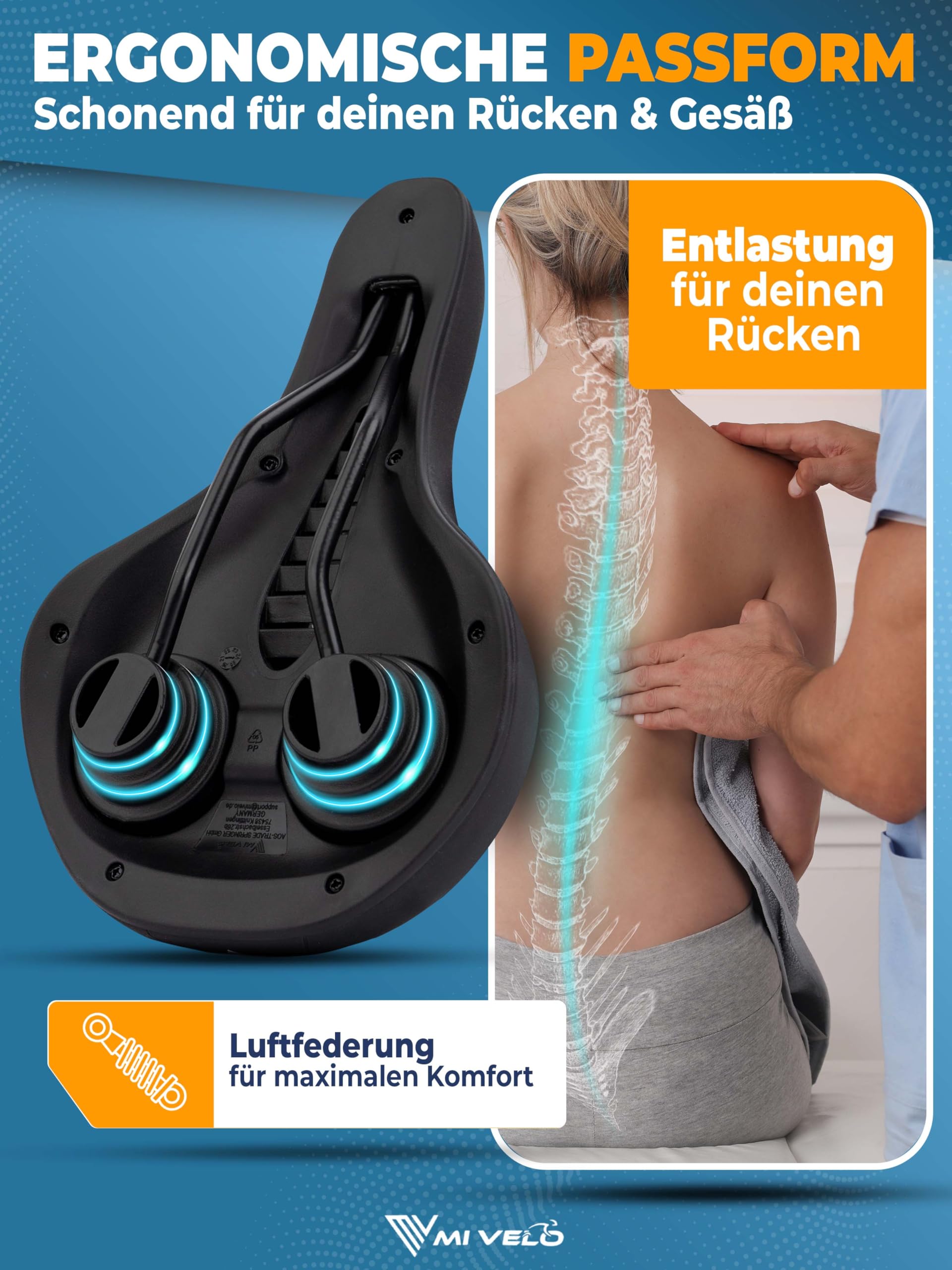 MIVELO Comfort PRO Fahrradsattel Memory Foam - Atmungsaktiv I Fahrrad Sattel Damen I Fahrradsattel Herren bequem & ergonomisch I Sattel für maximalen Fahrtkomfort