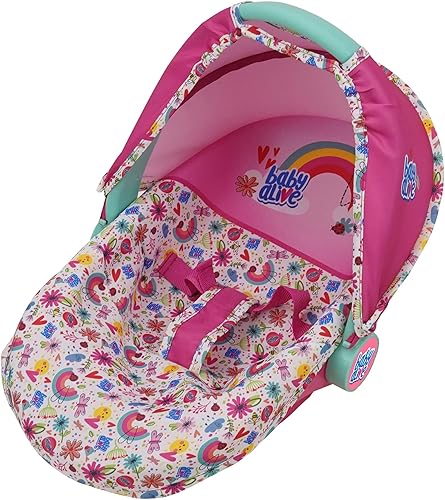 Baby Alive Asiento de coche de muñeca de lujo, rosa y arcoíris, 3 en 1, se adapta a muñecas de hasta 18 pulgadas, unidad multifuncional que se puede