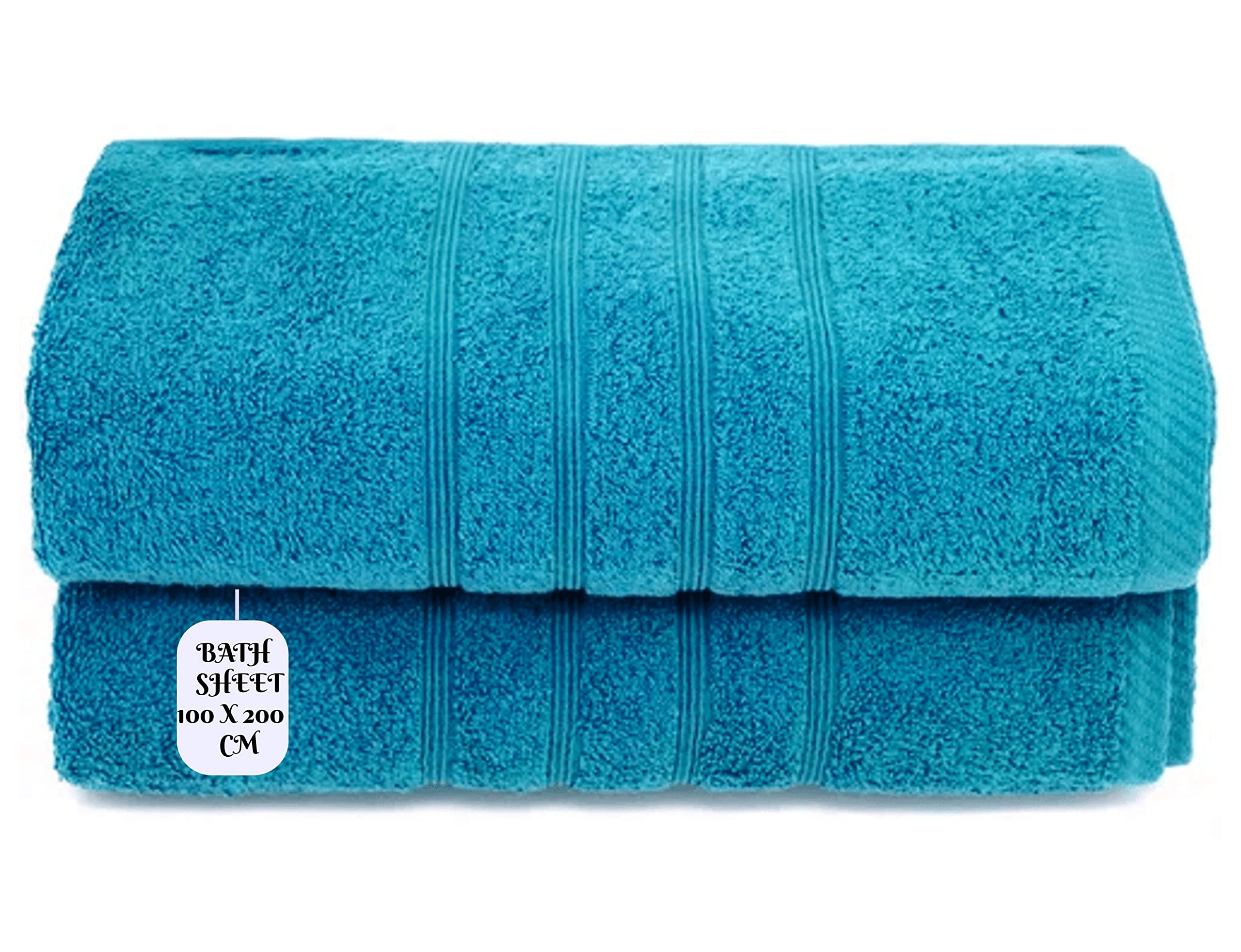 FB 2 x Large Super Jumbo Bath Sheet (100 x 200 cm) 100% Egyptian Combed Cotton Towel Super Soft Premium Hotel Quality Quick Dry 600 GSM Bathroom Luxury Towels Set (Turquoise)