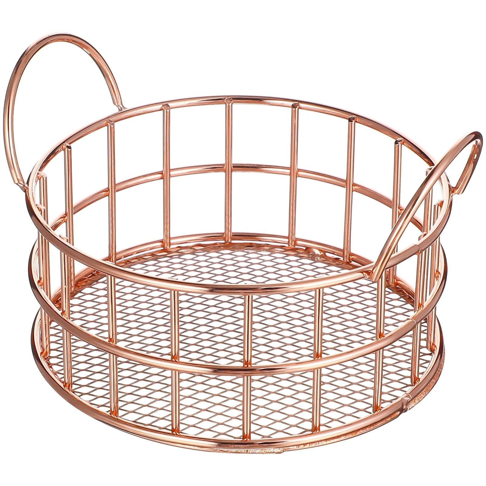 Egg Holder Storage Basket, Storage Basket Wrought Iron Desktop Snacks Household Container Egg Metal Grid Rose Gold