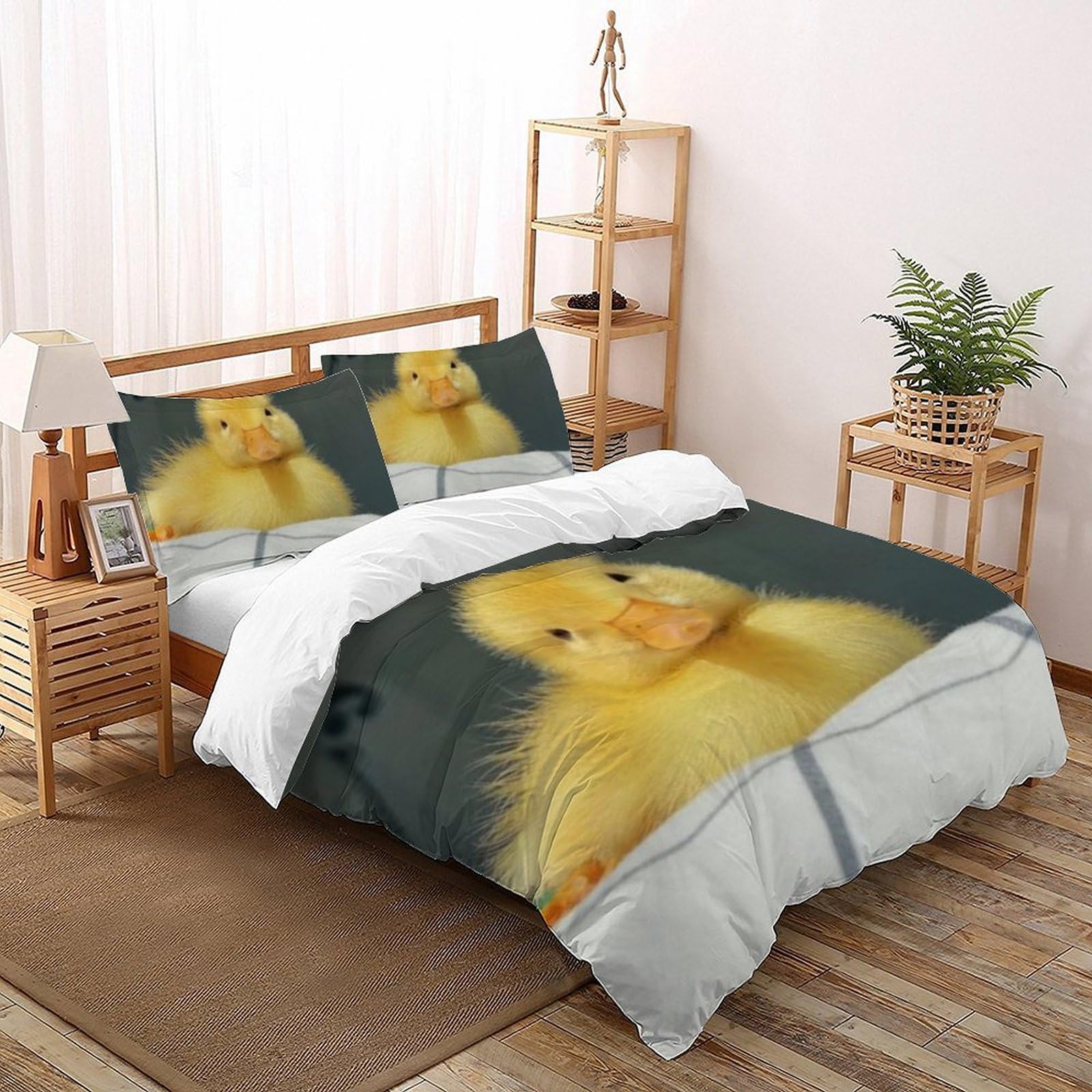 Housse de couette King 220x240cm animaux imprimé 3D microfibre avec 2 taies d'oreiller