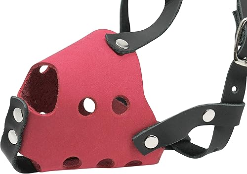Miniatura 2 de Bozal de cuero genuino suave para perros de dos tonos para razas y cachorros XXS y XS (circunferencia de nueve de 5 pulgadas longitud del hocico de