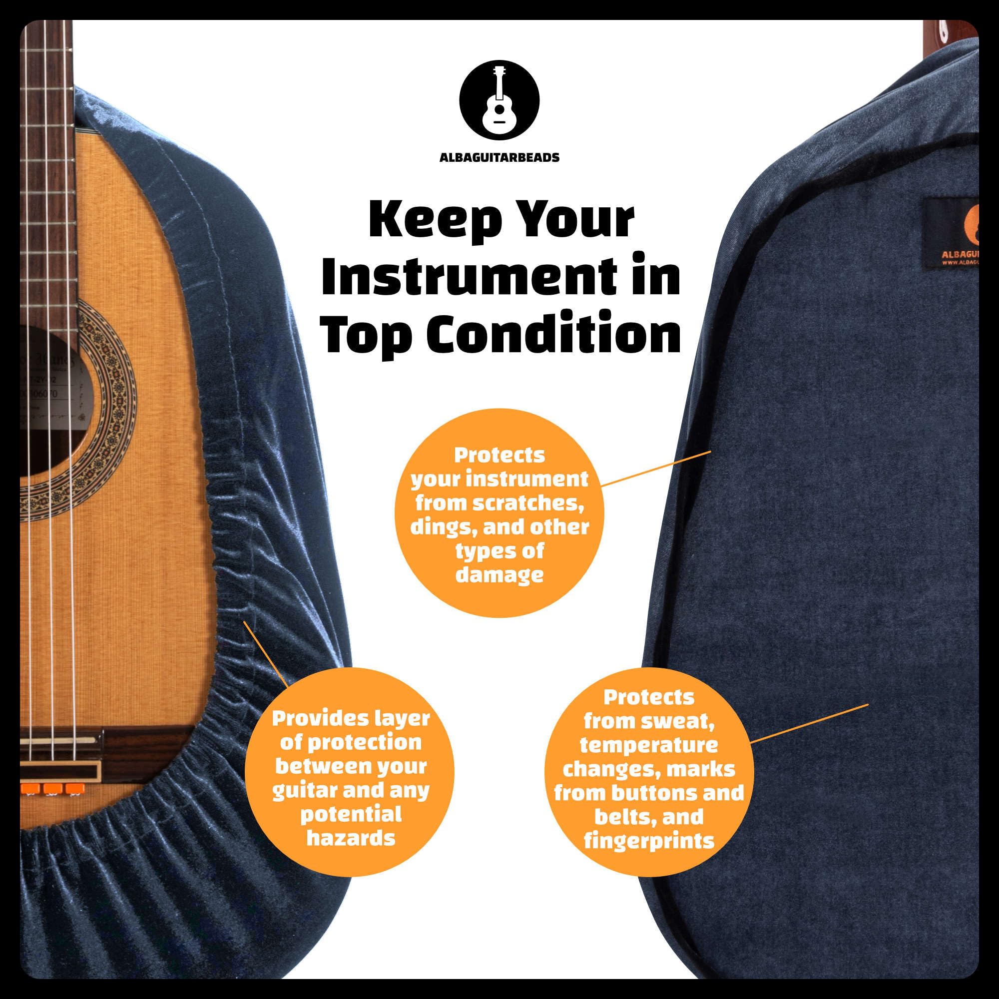 Alba GB Dust Cover - Envoltura protectora para guitarras clásicas, funda de terciopelo para guitarras acústicas y eléctricas, Azul