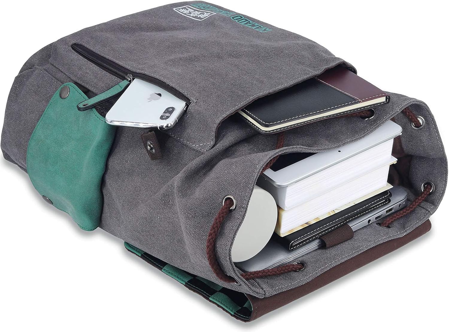 Roffatide Anime Demon Slayer Backpack Canvas Schoolbag Printed Flap Backpack Laptop Back Pack