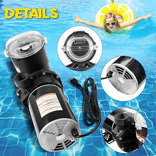 Miniatura 6 de Bomba de piscina W3SP1580 para bomba de piscinas de una sola velocidad Hayward 1HP sobre el suelo, 115 V