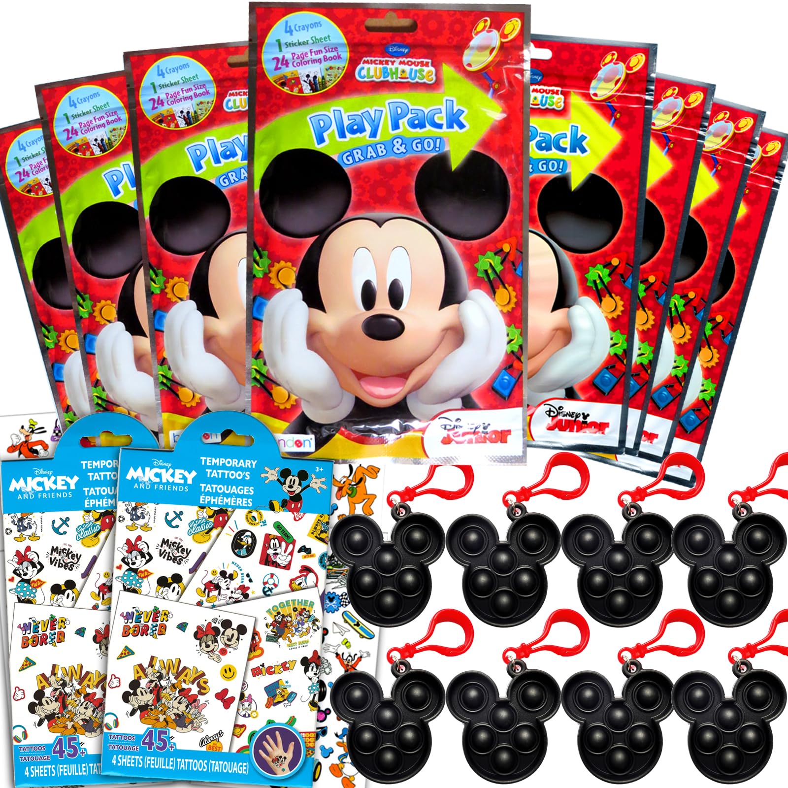Disney Mickey Mouse Party Favor Bundle for Kids - 8 Play Packs with Mini Coloring Books, Stickers for Boys’ Birthday Party Supplies