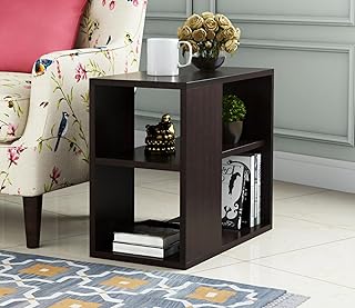 Deion Wooden Bed Side Table with Shelf 2 Tier Rack for Bedroom Bedside Table for Bed Room Side Table for Living Room Coffee Table Corner Table for Home Furniture, Brown