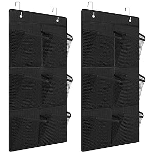 2 unidades de zapatero para colgar en la pared, con 6 bolsillos grandes, organizador de zapatos para dormitorios, apartamentos y autocaravanas (negro)