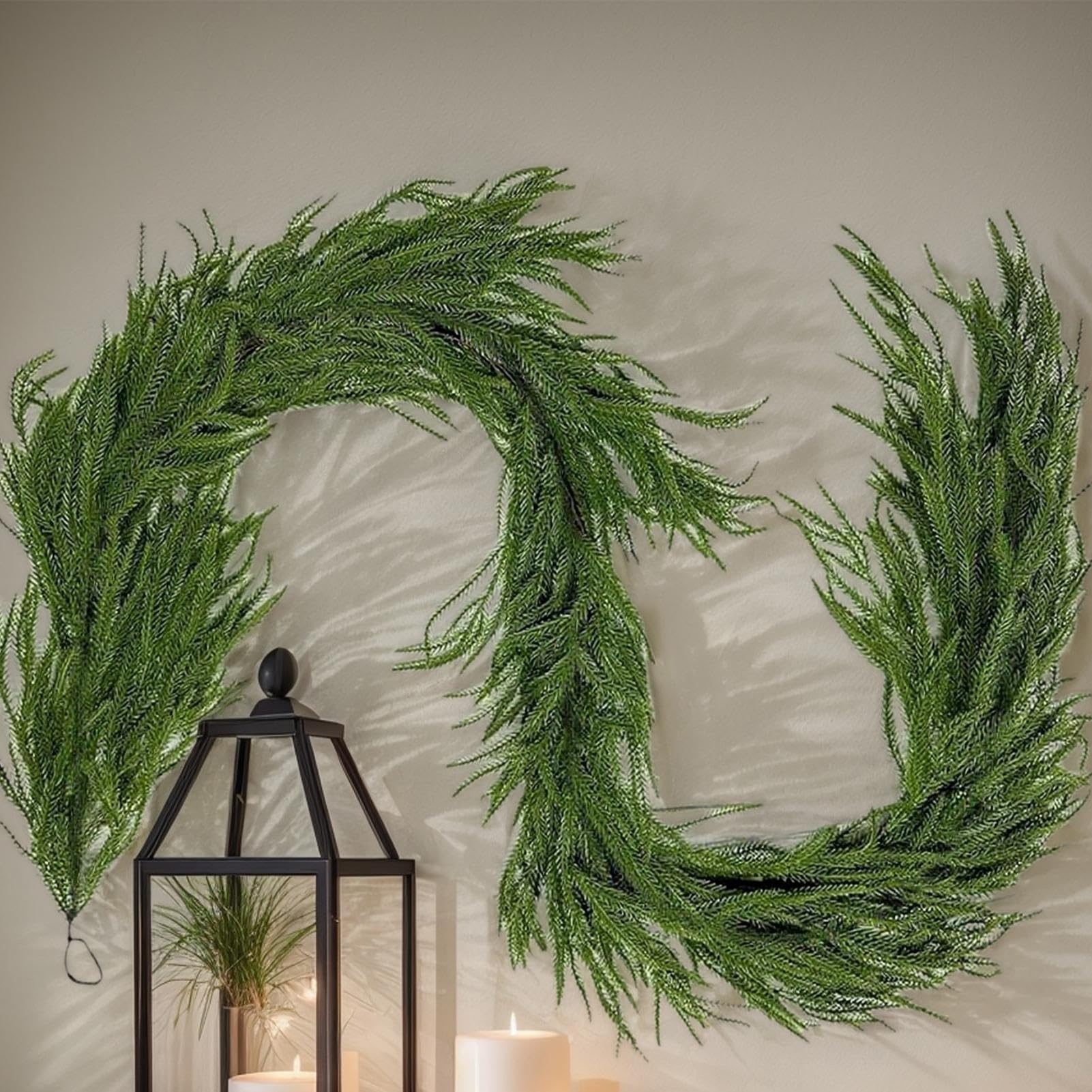 Girlande aus Kiefernholz, dekorativ, zum Aufhängen, fühlt sich echt an | Künstlicher Weihnachtskranz für Outdoor, Festival, Kaminsims, Tischgeländer, Tür, Baum, Veranda, Kamin, Fenster, Wand, Treppe