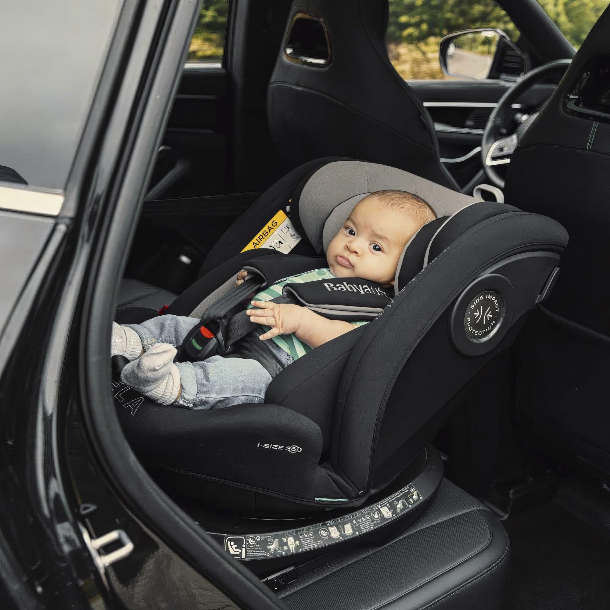 BABYAUTO – Silla de Coche Batela iFix i-Size (0-12 Años, 40-150 cm, 0-36 kg) – Giratoria 360° – ISOFIX + Top Tether – A Contramarcha hasta 105 cm – Arnés 5 Puntos – Protección Lateral – Gris