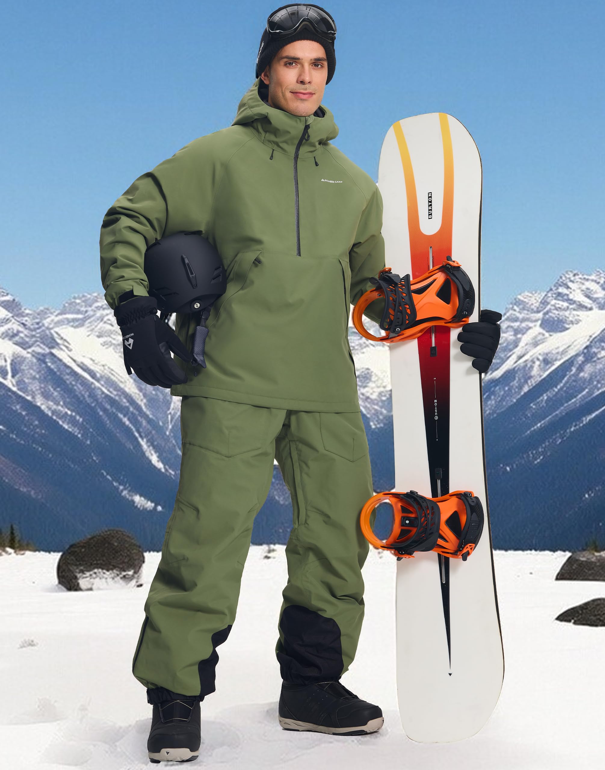 Pioneer Camp Męska półprzednia kurtka narciarska o wodoodporności 10000 mm słupa wody – wodoszczelna i oddychająca (7000 g) kurtka narciarska i snowboardowa ze zdejmowaną spódnicą śnieżną, regulowany