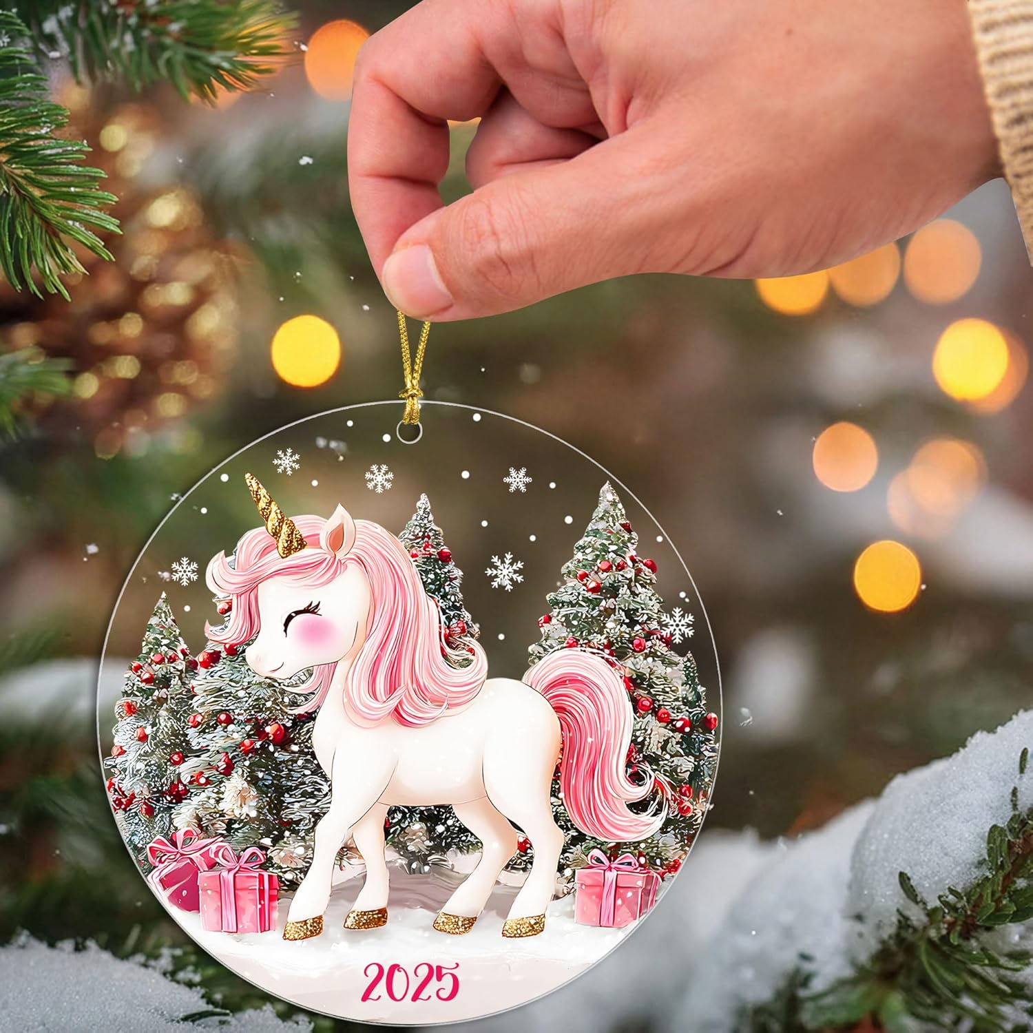 Unicorn Acrylic Ornament, Unicorn Christmas Tree Ornaments, Christmas Ornaments for Little Girls, Gift Exchange Present - Image 3
