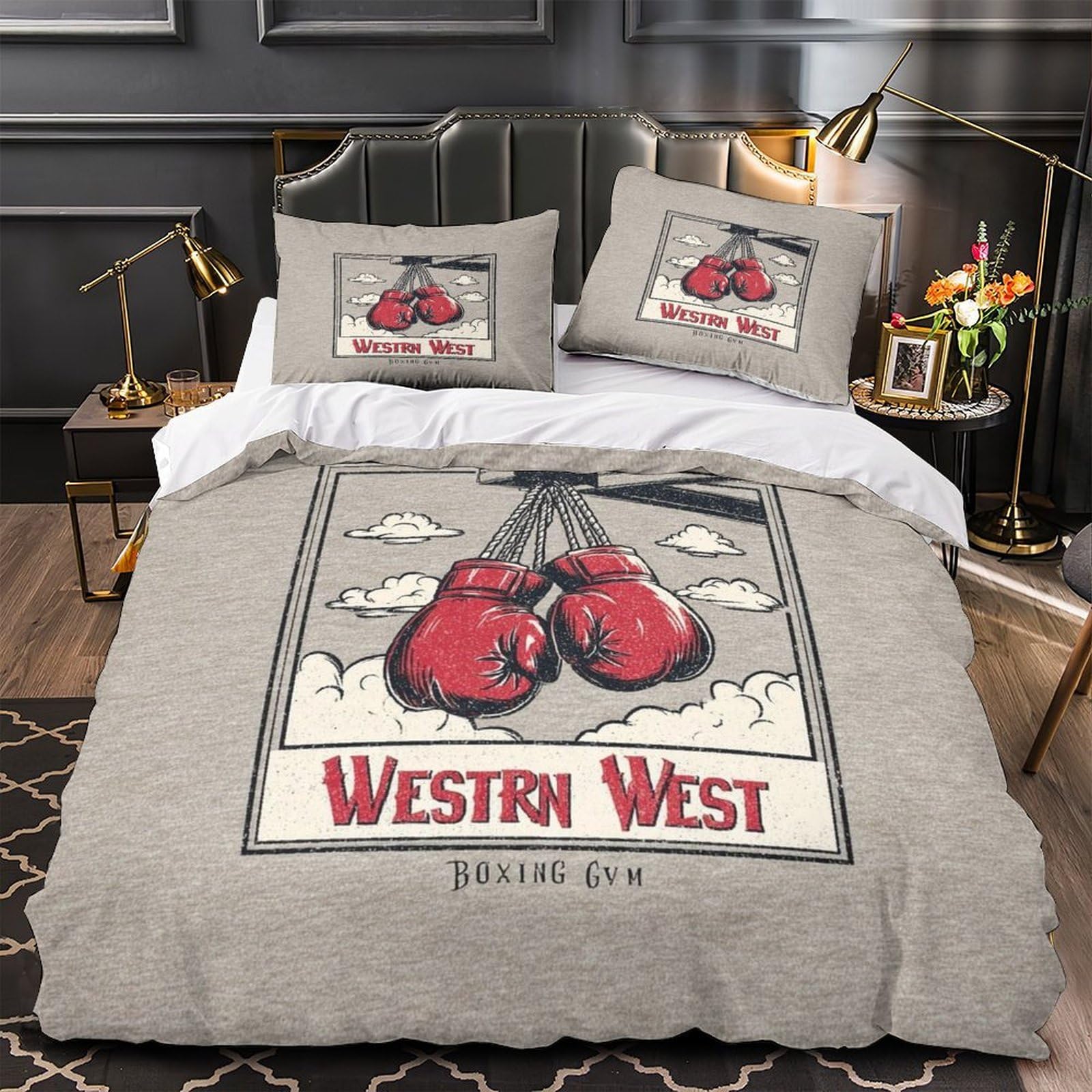 Housse de couette Boxer 220x240cm hypoallergénique et respirante pour lit adolescent