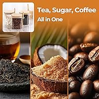 Vista 6 de ComSaf Juego de 4 tarros de vidrio de 0,8 cuartos de galón con tapas de bambú y cucharas, juego de recipientes de vidrio cuadrados con tapas