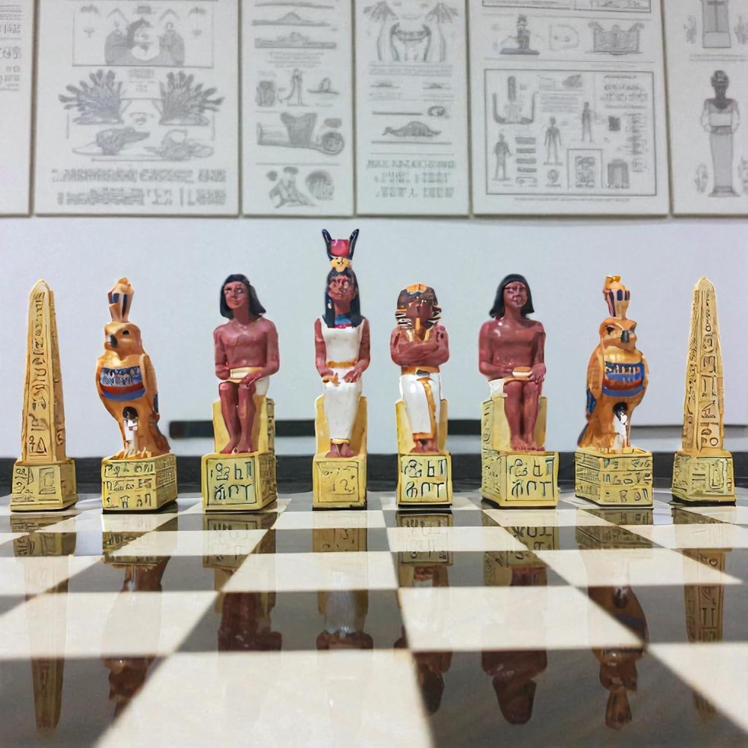 Luxury Ancient Egyptian vs Roman Chess Set – 14.5" Handmade Wooden Board & Hand-Painted Historical Pieces | Premium Collectible Gift for Men, Dad, Husband, or Collector image 5