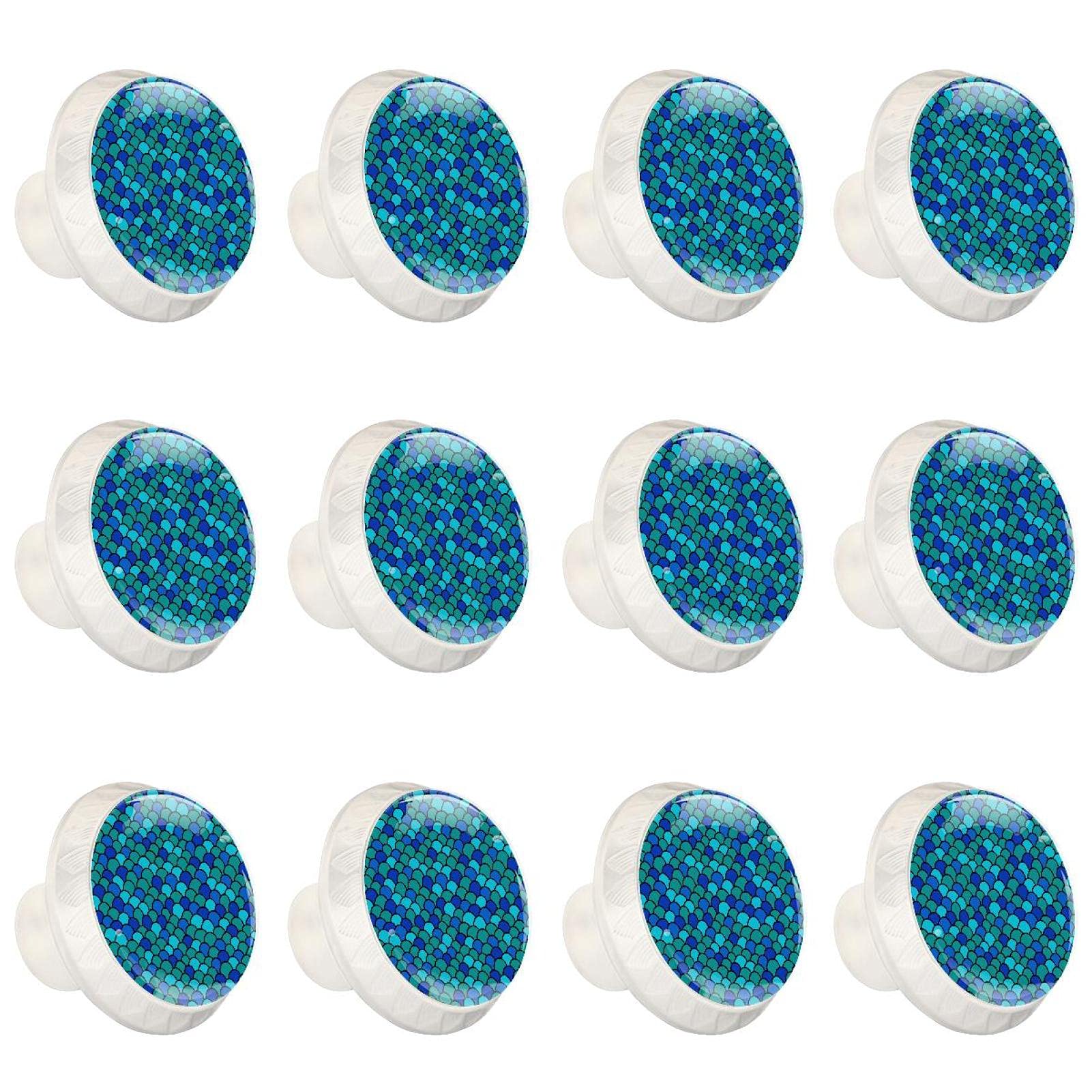 Boutons d'armoires ronds bleu sirène, finition raffinée pour commode