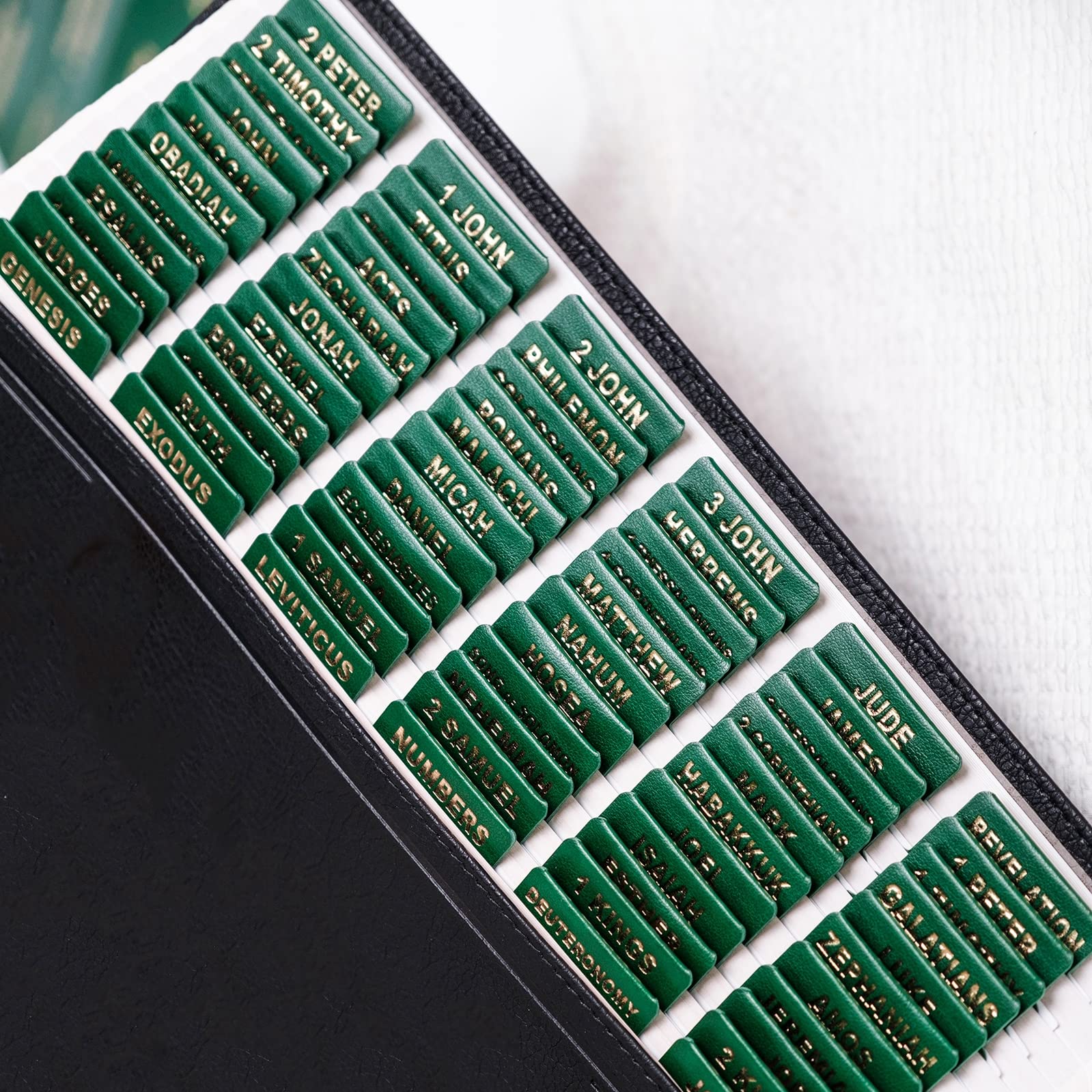 UPAFEXXI- Leather Bible tabs, Bible Tabs for Women and Men, Bible Tabs for Study Bible, 80 Bible Index Book Tabs in Total, 66 Bible Tabs for Old and New Testament, 14 Blank tabs (Green)