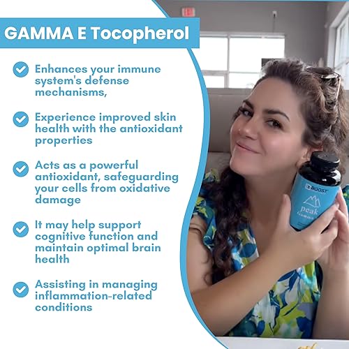 Miniatura 6 de BoostCeuticals Tocoferol vegano de vitamina e gamma | 180 mg gamma e por porción | Apoyo a la inmunidad antioxidante | Sin OGM Sin estearato de
