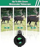 Vista 4 de Telescopio monocular 80x100 de alta potencia con adaptador para smartphone y trípode, monoculares de visión amplia para adultos con prisma BAK4