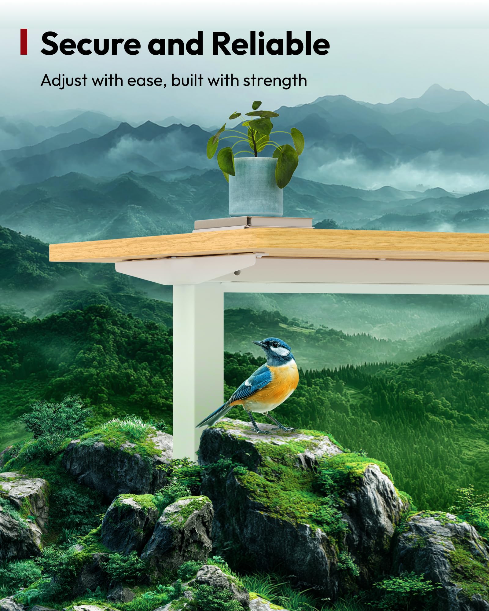 SANODESK Escritorio Elevable Eléctrico 120cm con Tablero Entero de Una Pieza, Regulable en Altura con Memoria, Estable y Silencioso, con Gancho y Portabotella, Oficina y Hogar (Arce)