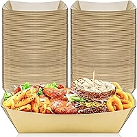Vista 1 de MotBach Paquete de 100 bandejas de papel extra grandes de 5 libras, botes de papel desechables, bandeja de papel kraft resistente para servir