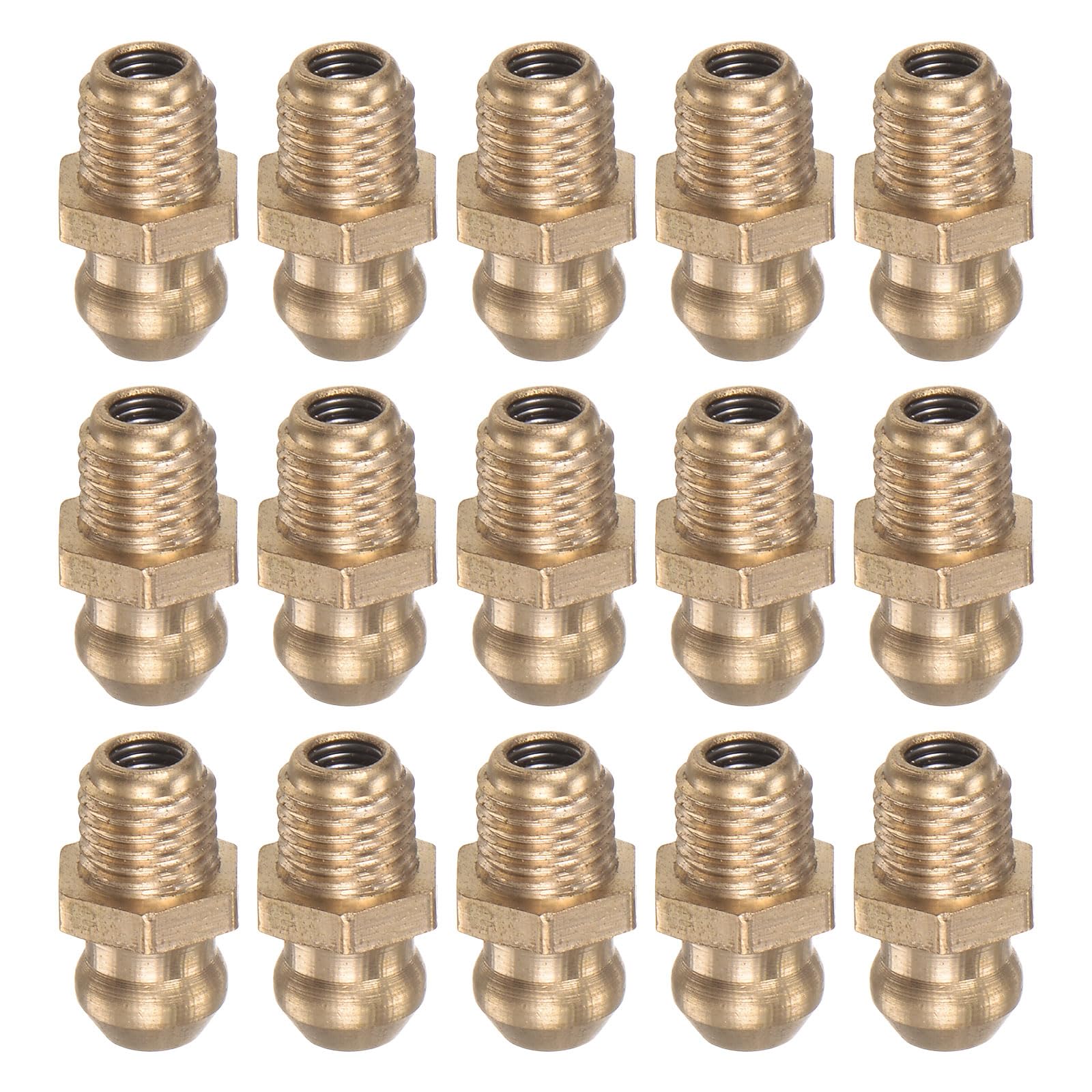 HARFINGTON 15pcs Brass Straight Grease Fitting M6x0.75mm Metric Thread Hydraulic Grease Nipple Accessories for Car