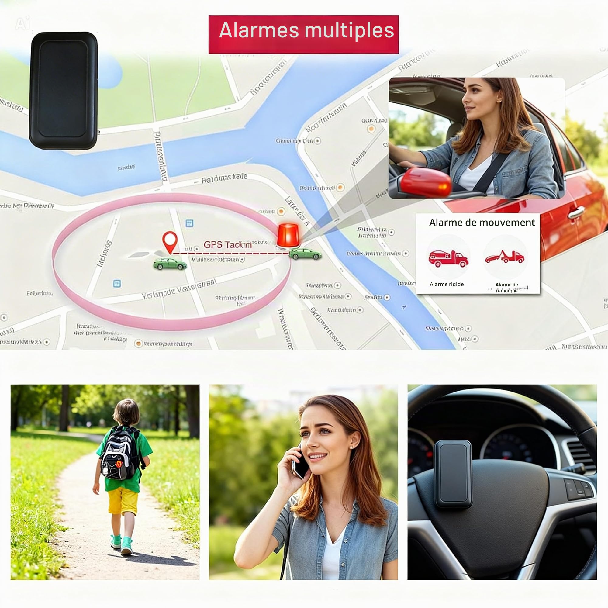 Localisateur GPS 2G avec microphone ambiant et écoute à distance – Dispositif de sécurité GSM avec appel automatique sur détection vocale, suivi en temps réel, enregistrement audio sur Micro SD