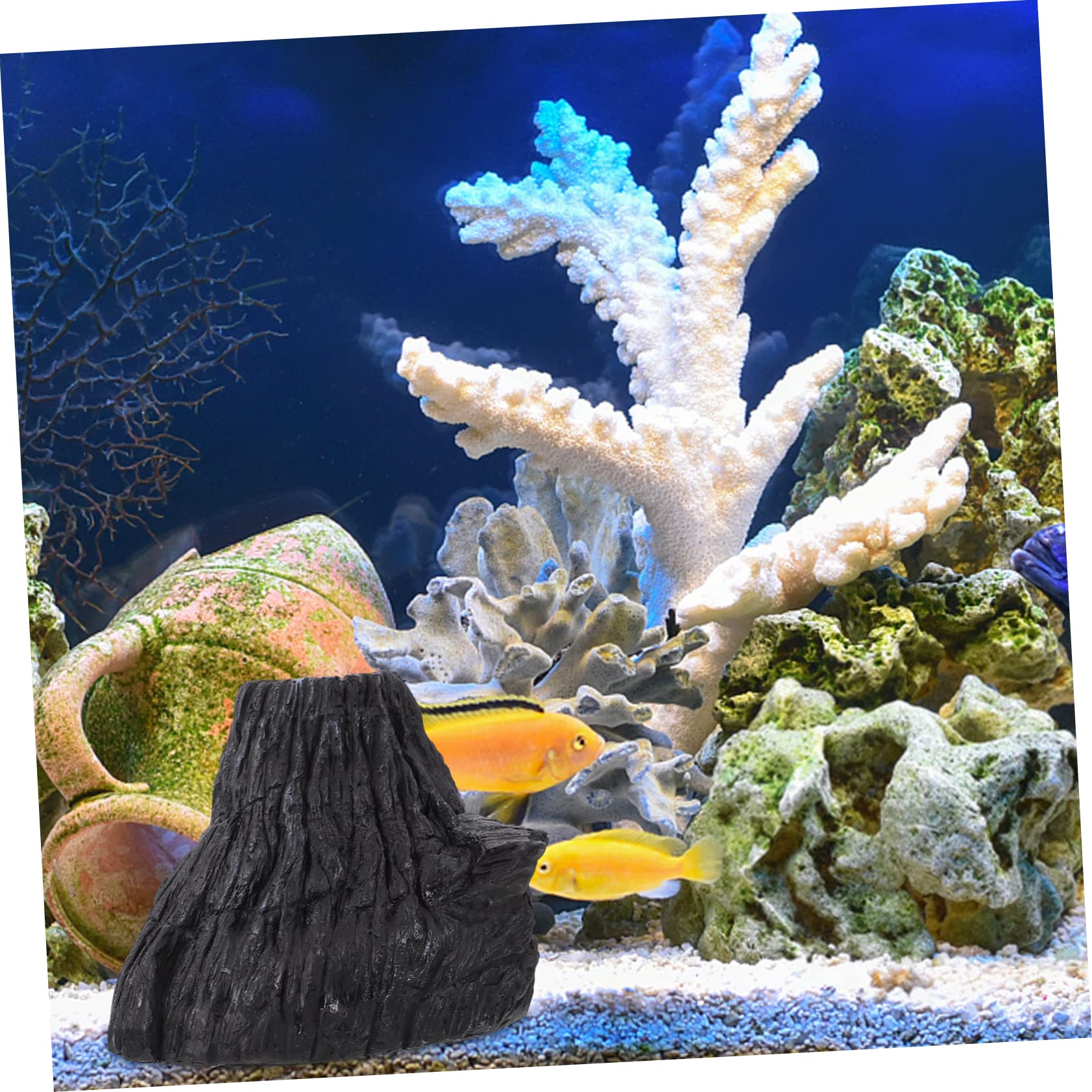 YARNOW 3 Pièces Décoration D'aquarium De Humidificateur Pierre à Air D'aquarium Ornement D'aquarium D'aquarium Volcanique Étang Grotte Black Résine