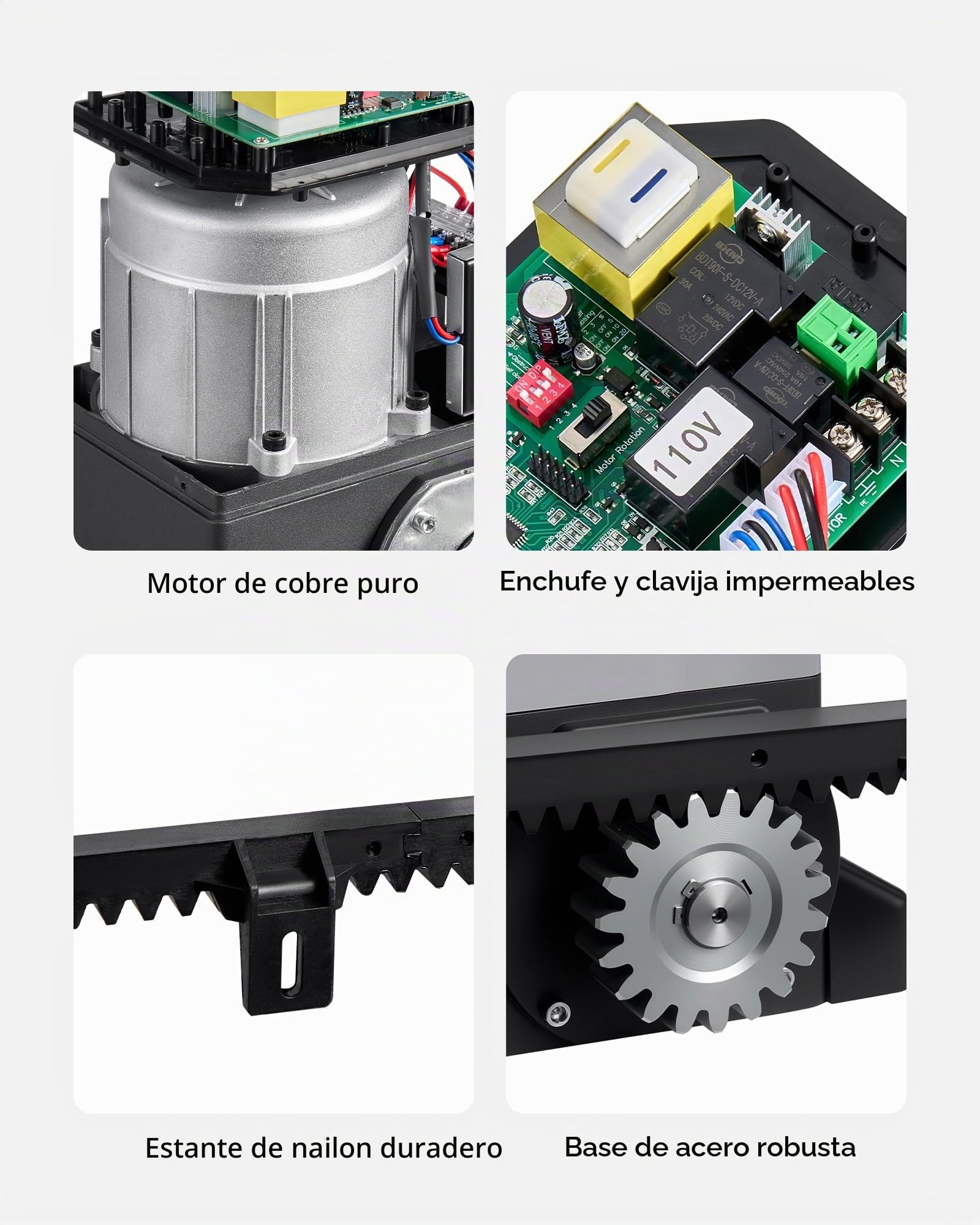 VEVOR Abridor de Puerta Corrediza Eléctrico 550 W para Puertas de hasta 25 m Carga de 1500 kg con Cremallera de Nailon, Sensor Infrarrojo, 2 Controles Remotos, Sistema de Apertura de Portones 10 m/min