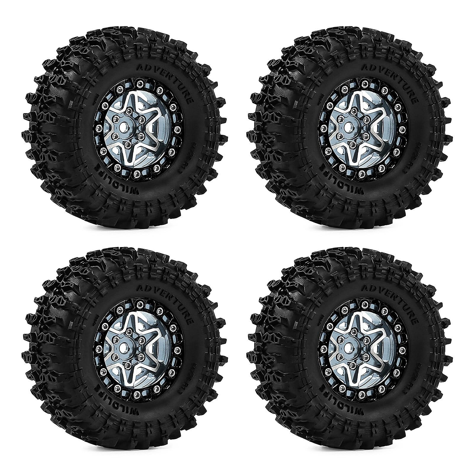 4 szt. 1,3'' piasta koła ze stopu aluminium z oponami gąsienicowymi 64 x 26 mm przegub sześciokątny 7 mm do 1/18 TRX4M 1/24 SCX24 FMS Ascent-18 RC Car