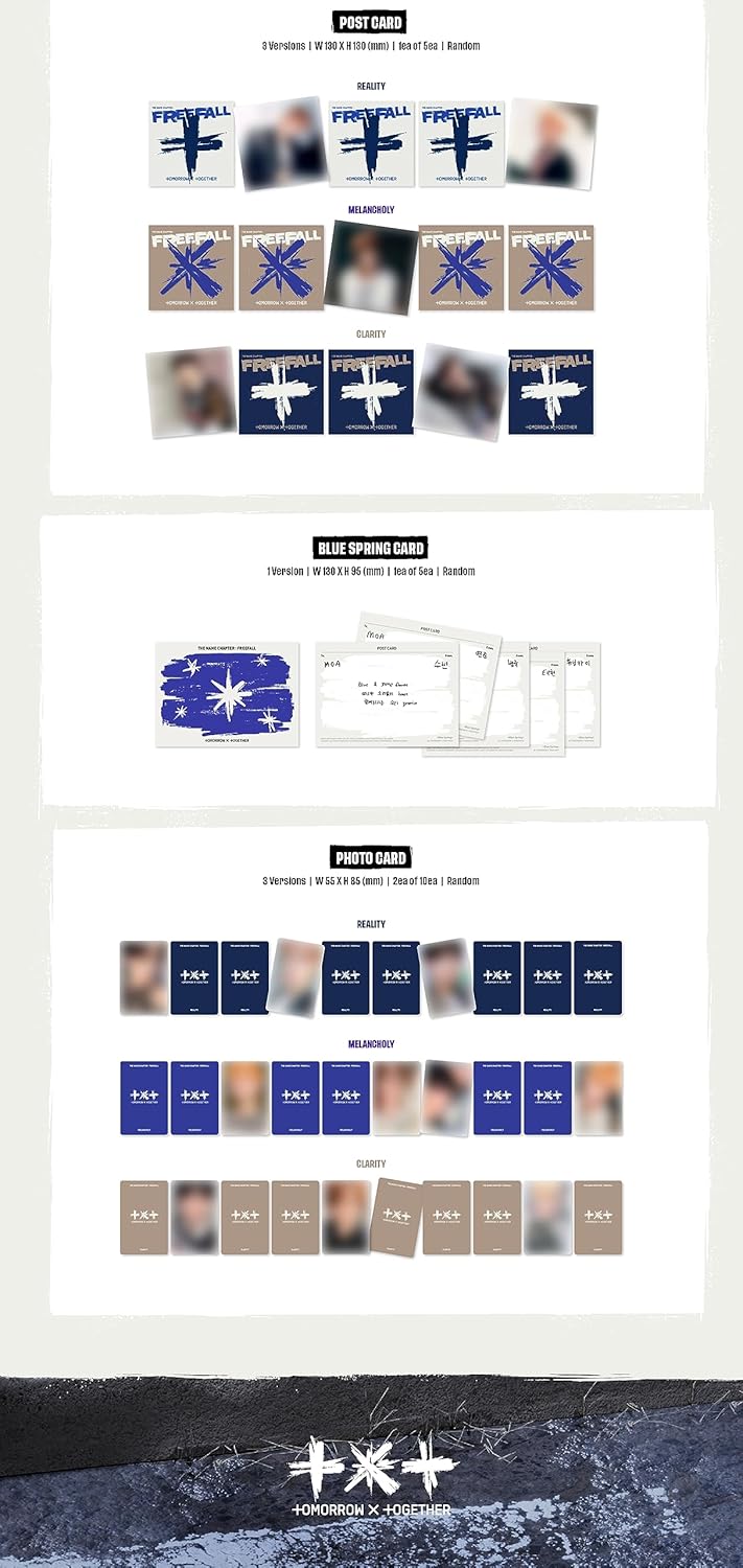 TXT The Name Chapter : FREEFALL 3rd Album Contents+Photocard+Sticker+Tracking Sealed Tomorrow X Together (Standard SET(REALITY+MELANCHOLY+CLARITY))