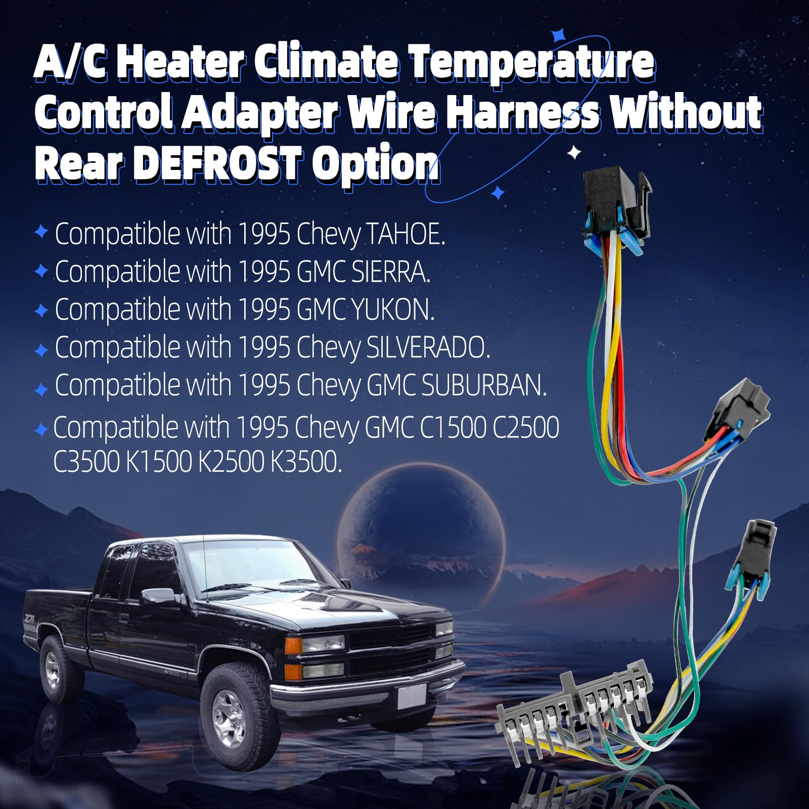 ANODZU AC Heater Control Panel Wire Harness Adapter - Fits 1995 Chevy/GMC Truck, Converts 1996-1999 Unit, No Rear Defrost - View #5