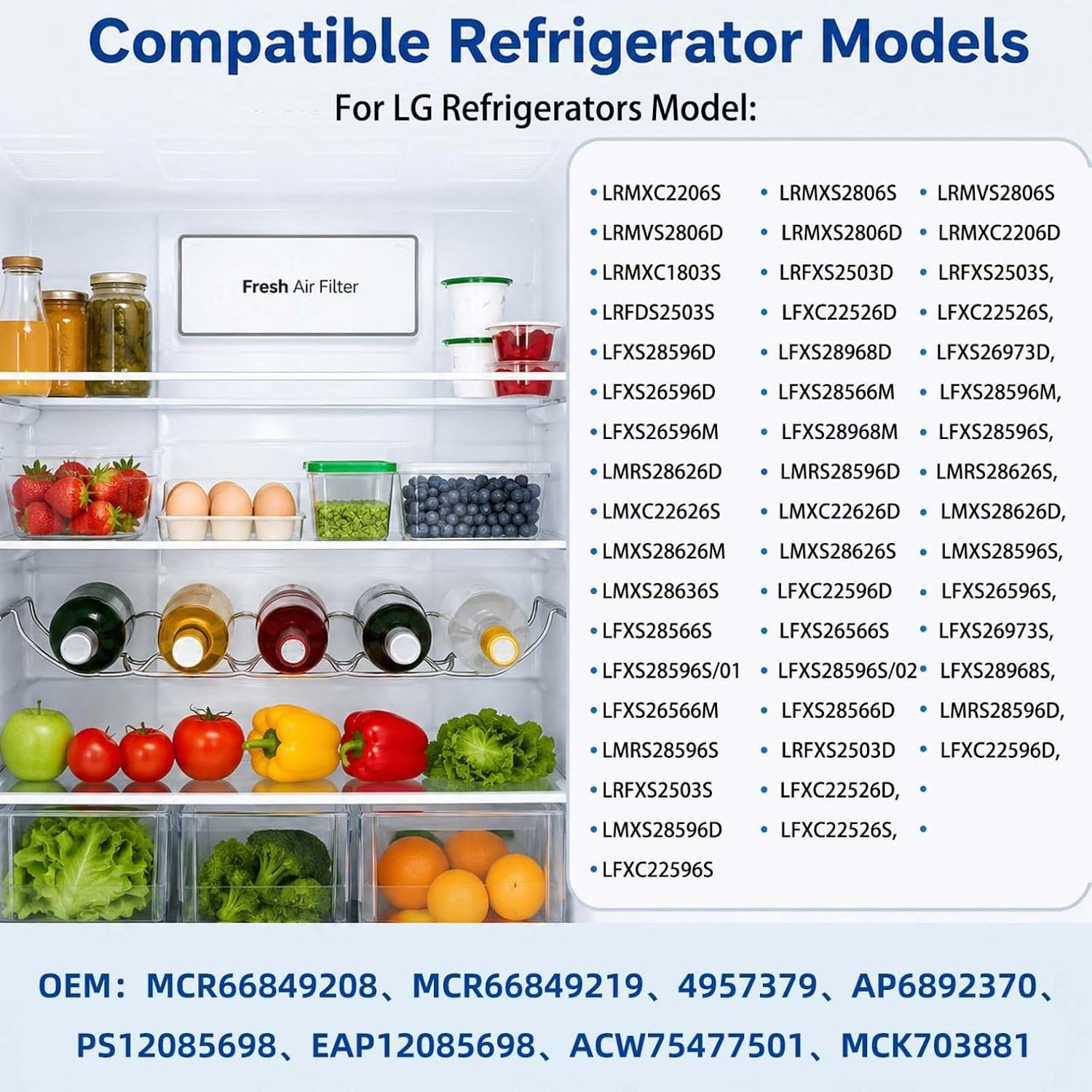 Refrigerator Air Filter Cover MCR66849208 Plastic Fresh Air Filter Housing Replacement for LG