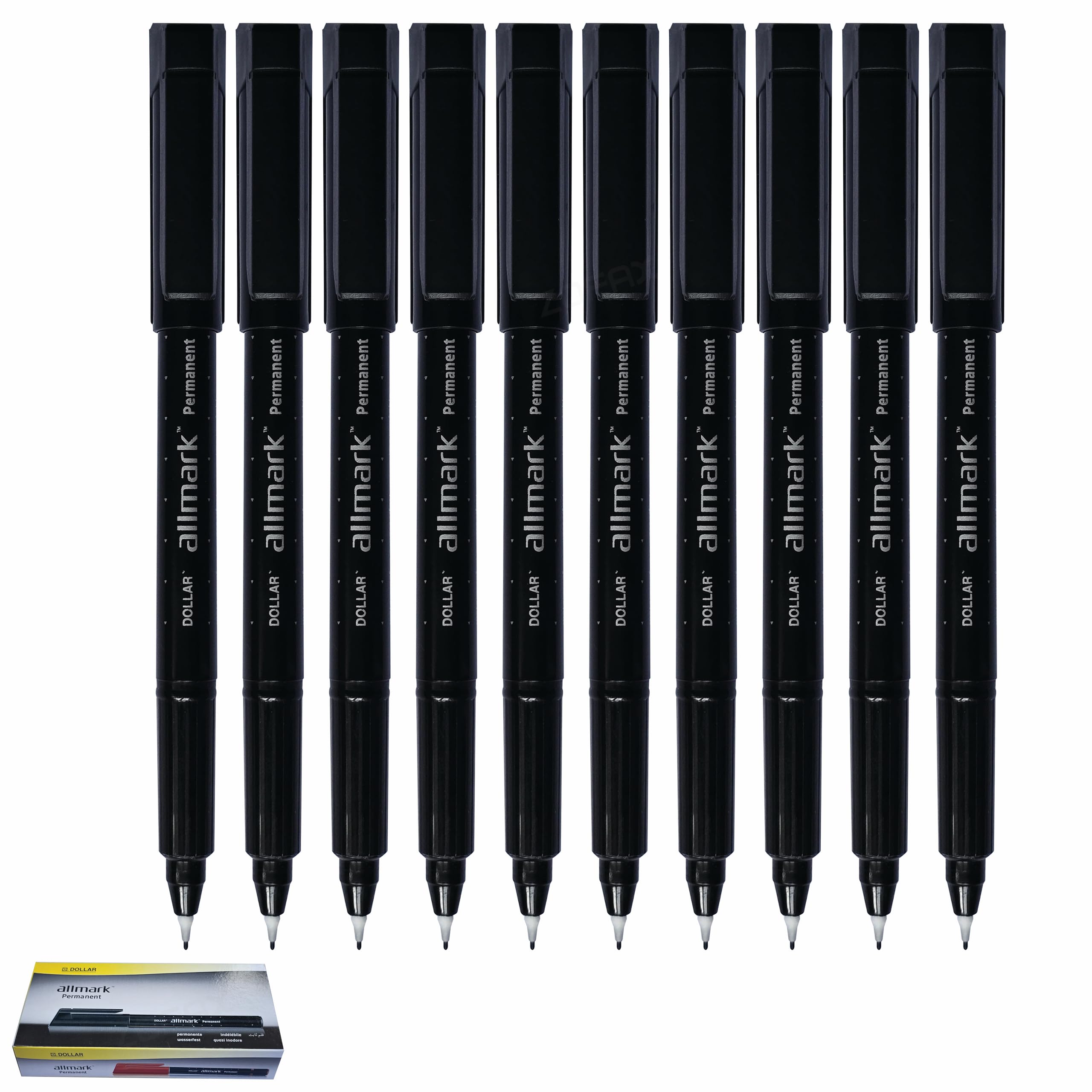 DOLLAR Permanent CD/DVD Marker Pens, BLACK, Extra Fine Point (0.3 mm), Pack of 10, Waterproof, Quick Dry, Mark Write Sketch - Image 2