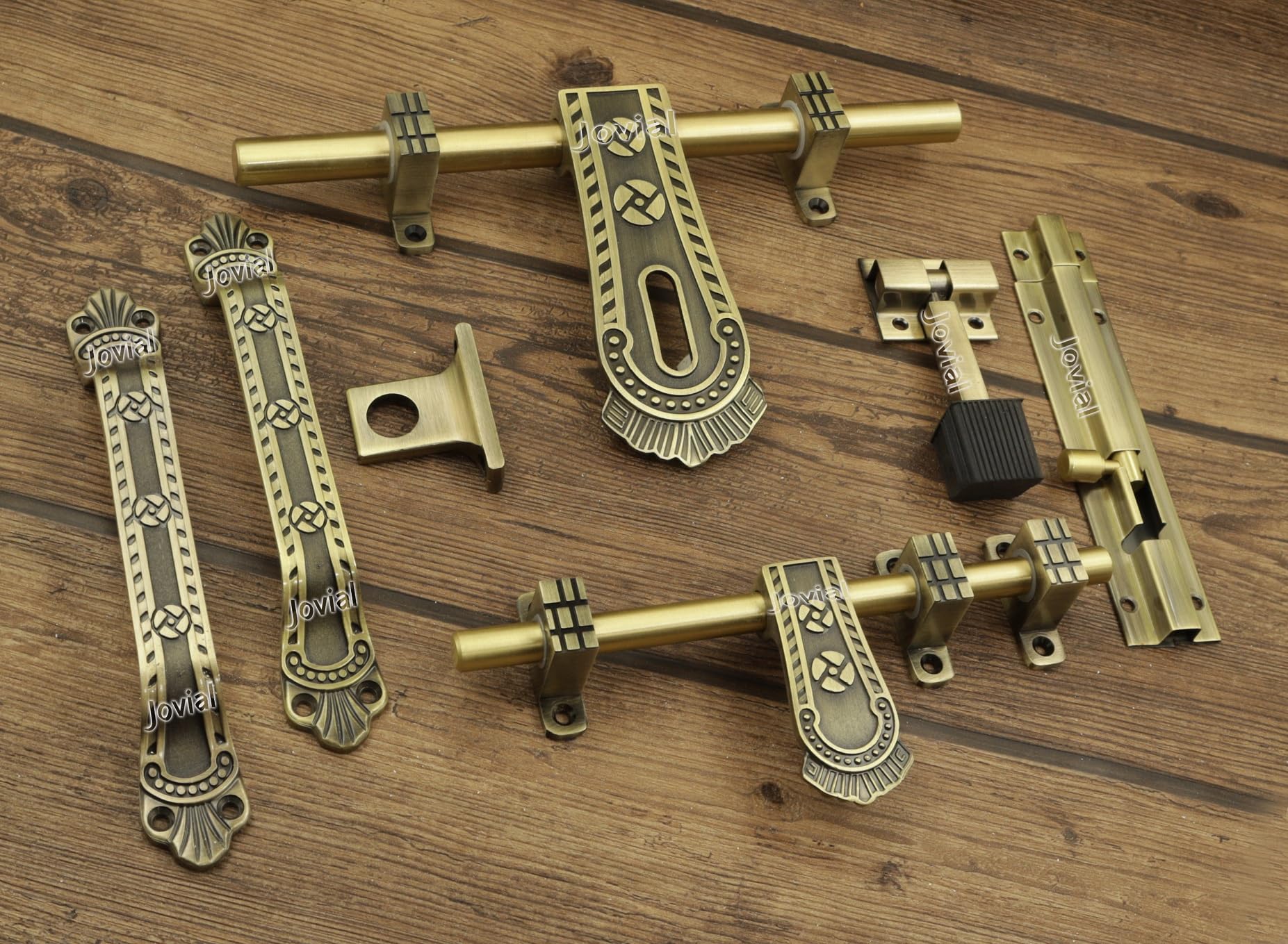 Jovial 1026 - Single Door - Door Fittings Kit, Door Accessories Kit, Door Kit Set (10"-1 Aldrop, 8"-1 Latch, 2 Handles, 1 Tower Bolt and 1 Door Stopper, Finish : Antique Brass) (B0948YTHZR) Amazon Price History, Amazon Price Tracker