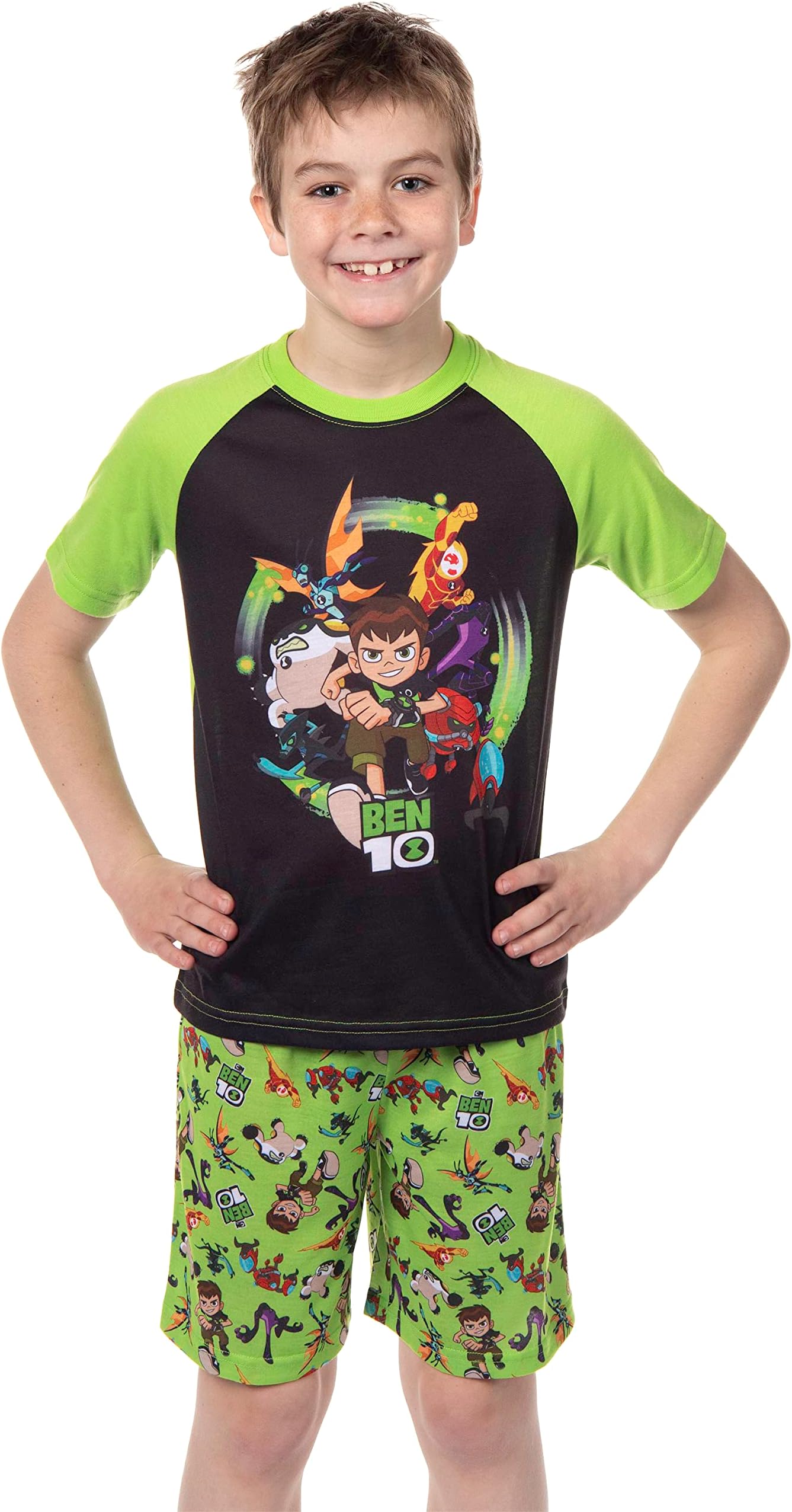 Ben 10 Boys' Cartoon TV Series Omnitrix Characters Aliens Sleep Pajama Set Shorts