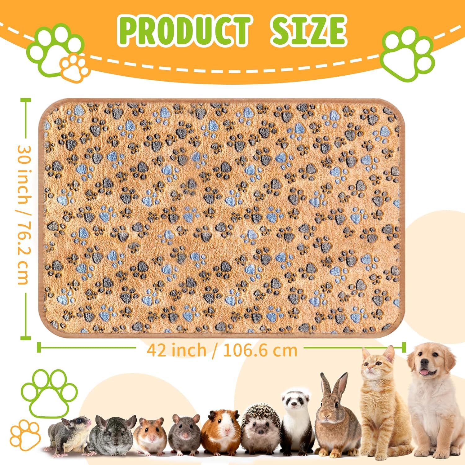 4Pack Soft Guinea Pig Bedding Blankets Washable Small Animal Fleece Cage Liners Reusable Pet Pee Pad Sleep Mat Pad Cover for Hamster Chinchilla Rabbit Hedgehog Dog Cat Essentials (30×42 Inch)