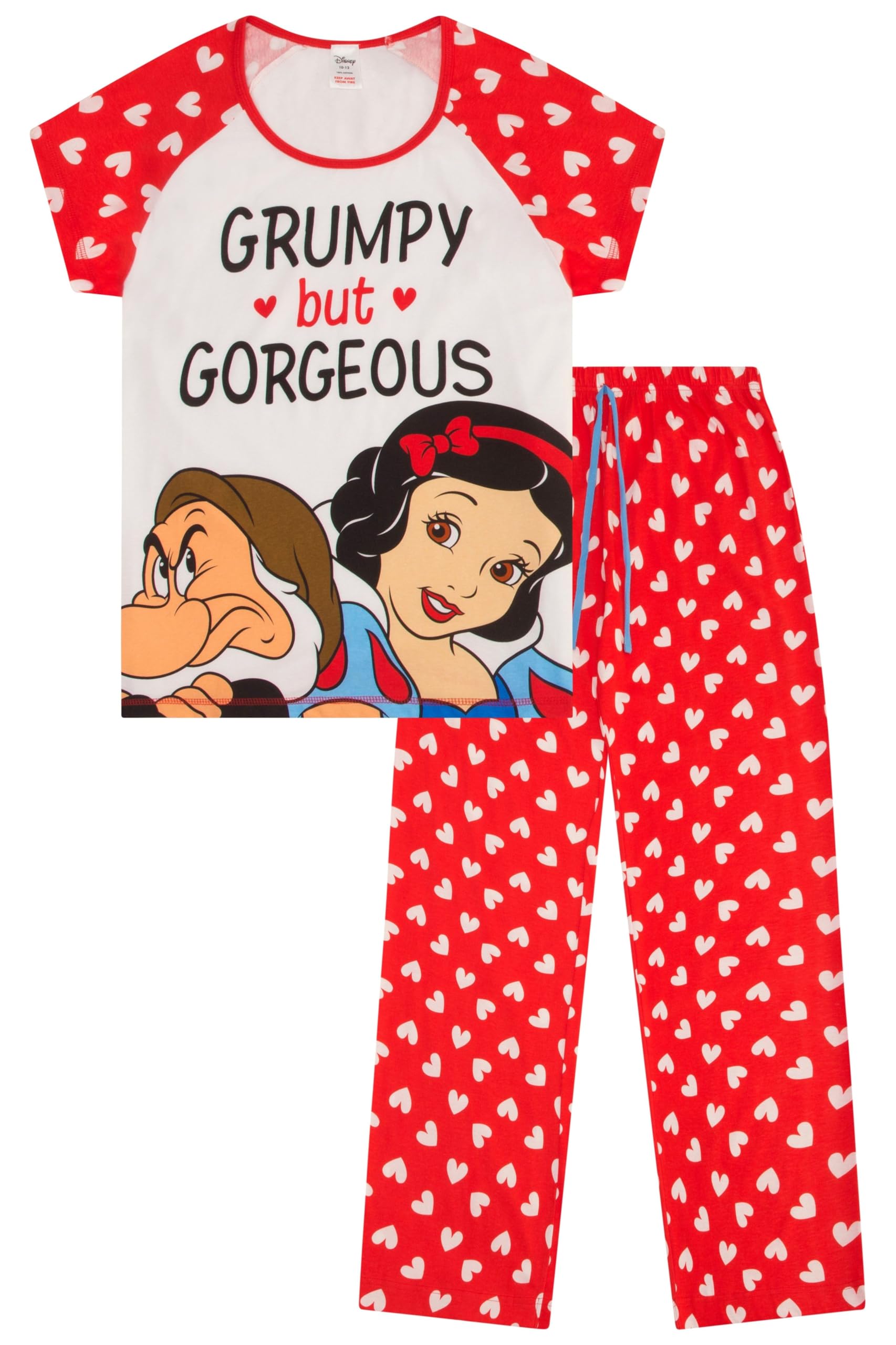 DisneyWomens Snow White Dwarfs Grumpy But Gorgeous Long Cotton Pyjama Set Ladies PJ's