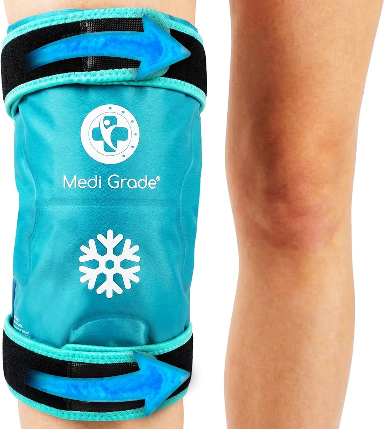 Medi Grade Knee Ice Pack Wrap - Reusable Ice Pack for Knee Injuries and Surgery Recovery - Dual-Fabric Knee Ice Pack with Cold-Retention Wrap - Flexible Ice Pack for Knee Injuries and Pain Relief