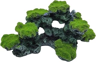 Tfwadmx Aquarium Decoration Coral Reef Resin Fish Tank Rock Cave Betta Fish Artificial Coral Hideout Cave with Moss