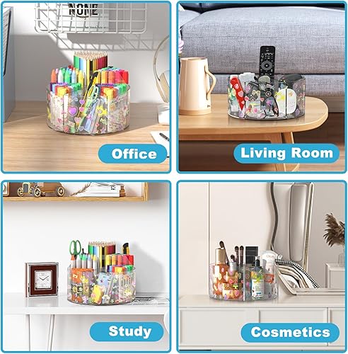 Miniatura 7 de Soporte acrílico para bolígrafo con 2 calcomanías adhesivas, organizador de escritorio con bonitas calcomanías, organizador de suministros